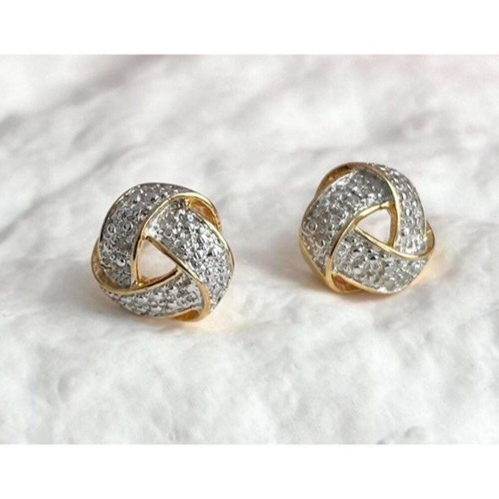 Gold Overlay Vermeil Love Knot Stud Sterling Silver 925 Post Back Stud Earrings